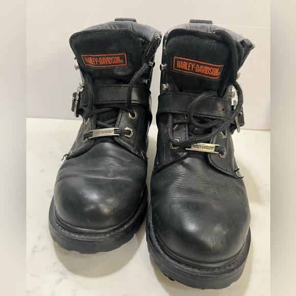 SOLD ‼️‼️Harley-Davidson Black Leather Ankle Boots - Picture 3 of 7